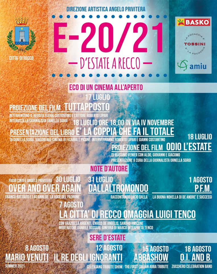 Recco - Il 17 luglio parte E-20/21, spettacoli dal vivo in lungomare Bettolo
