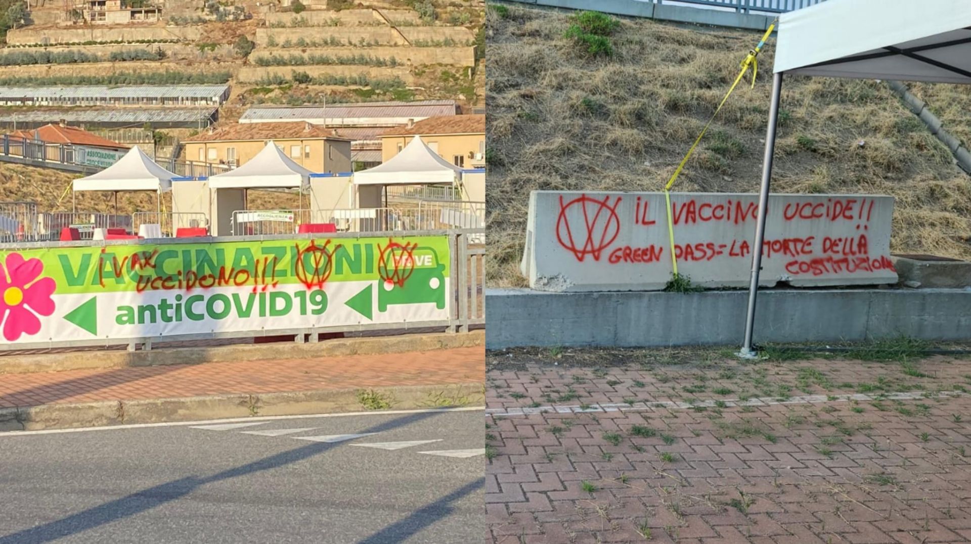 "Vaccino uguale morte": no vax imbrattano l'hub vaccinale di Taggia