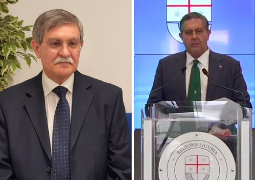 Genova, il presidente della Regione Liguria Toti accoglie il questore D'Anna