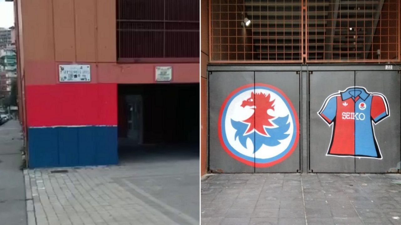 Genoa, i tifosi colorano di rossoblu i muri del Ferraris