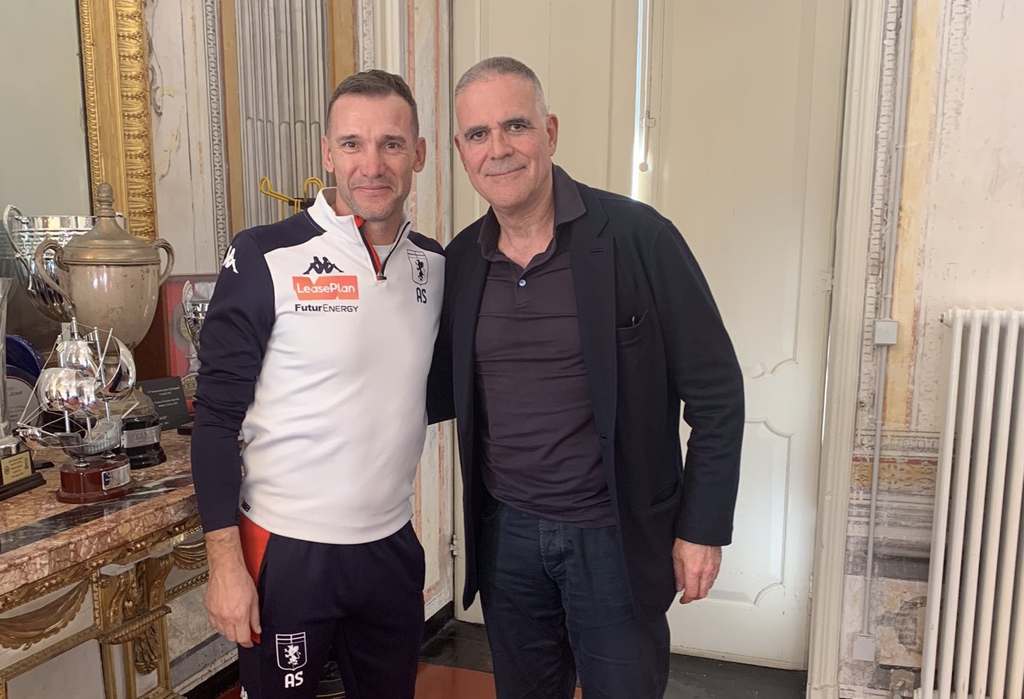 Genoa, la prima visita di Zangrillo a Pegli: incontro con Shevchenko e Blasquez