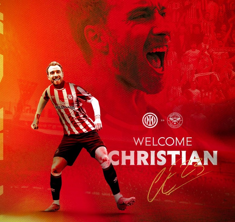 Eriksen torna a giocare: contratto di 6 mesi col Brentford