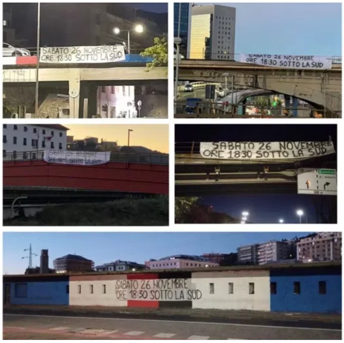 Sampdoria, i tifosi si preparano alla manifestazione di domani: serie di striscioni in città