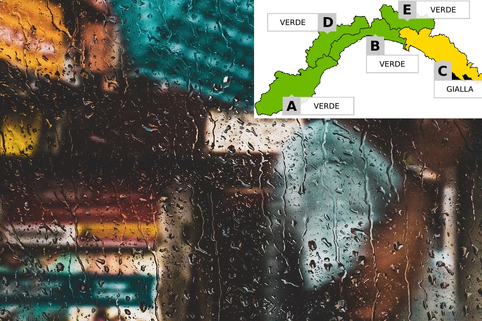 Levante ligure, allerta gialla per pioggia nella giornata di domani
