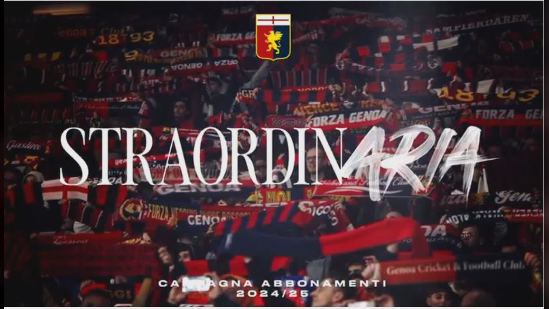 Genoa, la nuova Campagna Abbonamenti 2024/2025 è"StraordinAria". Da giovedì 4 luglio via alle prelazioni