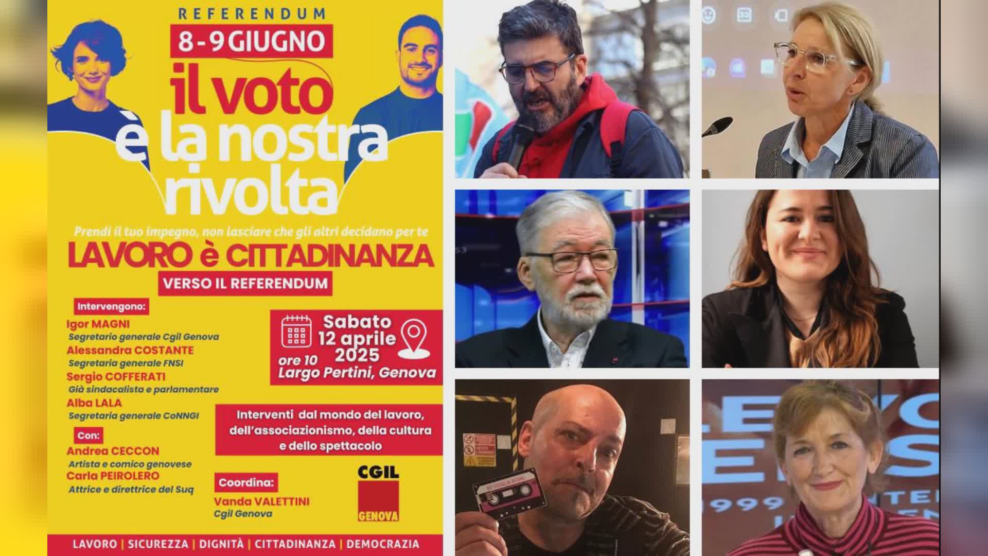 Genova, sabato 12 aprile Cgil in piazza a sostegno del "sì" ai cinque referendum dell'8-9 giugno: "Il voto è la nostra rivolta"