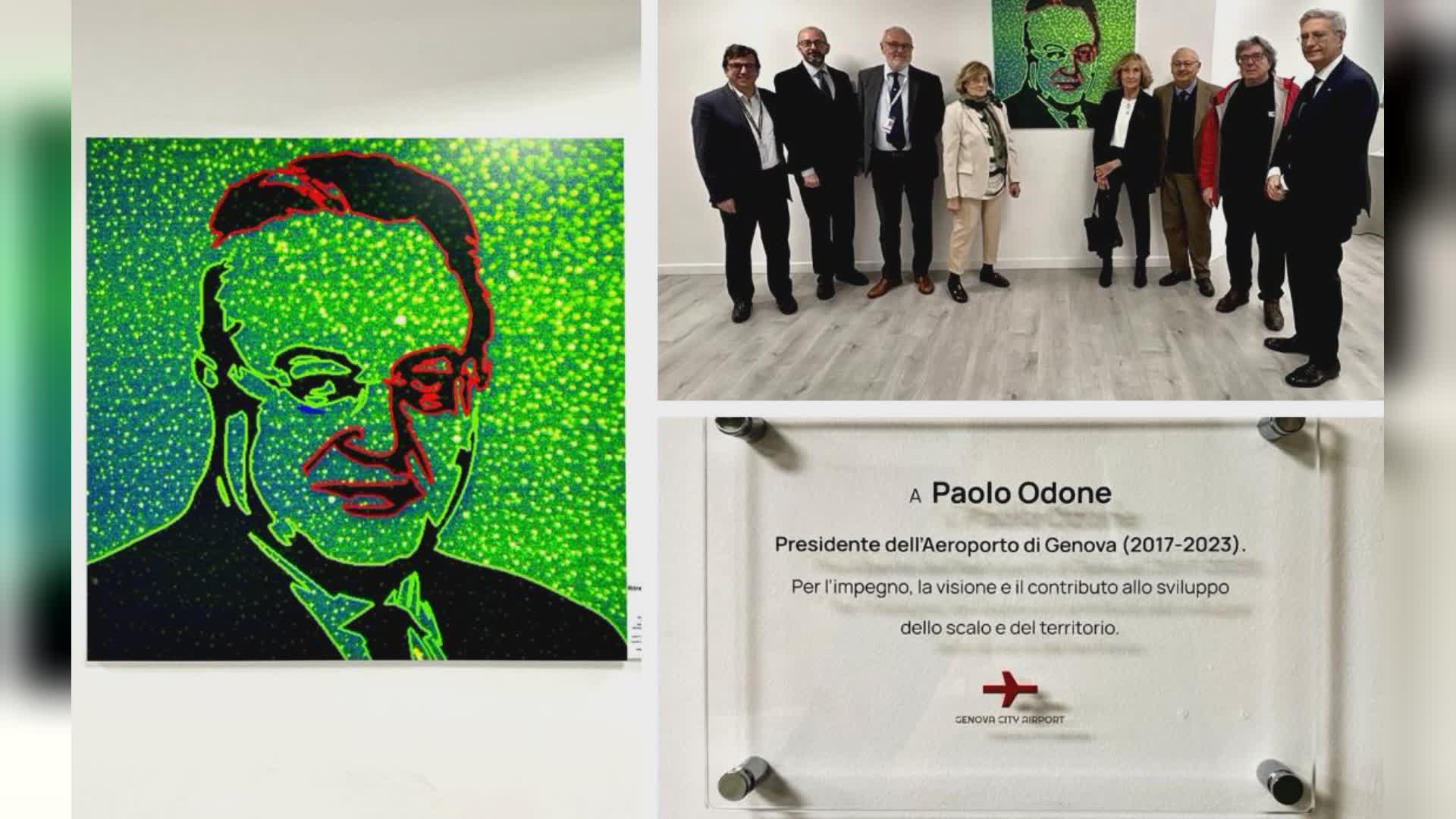Aeroporto di Genova: una targa e un ritratto hi-tech in ricordo di Paolo Odone, storico presidente dello scalo dal 2017 al 2023