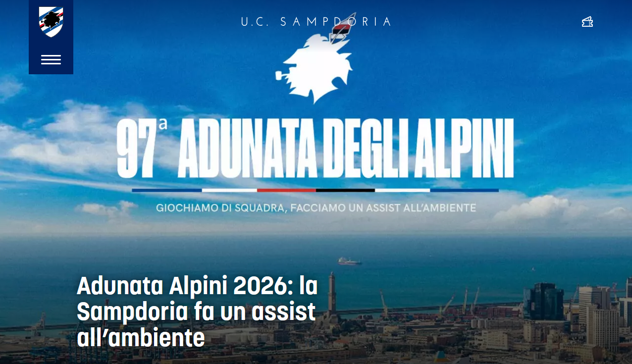 Adunata Alpini, la Sampdoria fa un assist all'ambiente con Amiu e Corepla