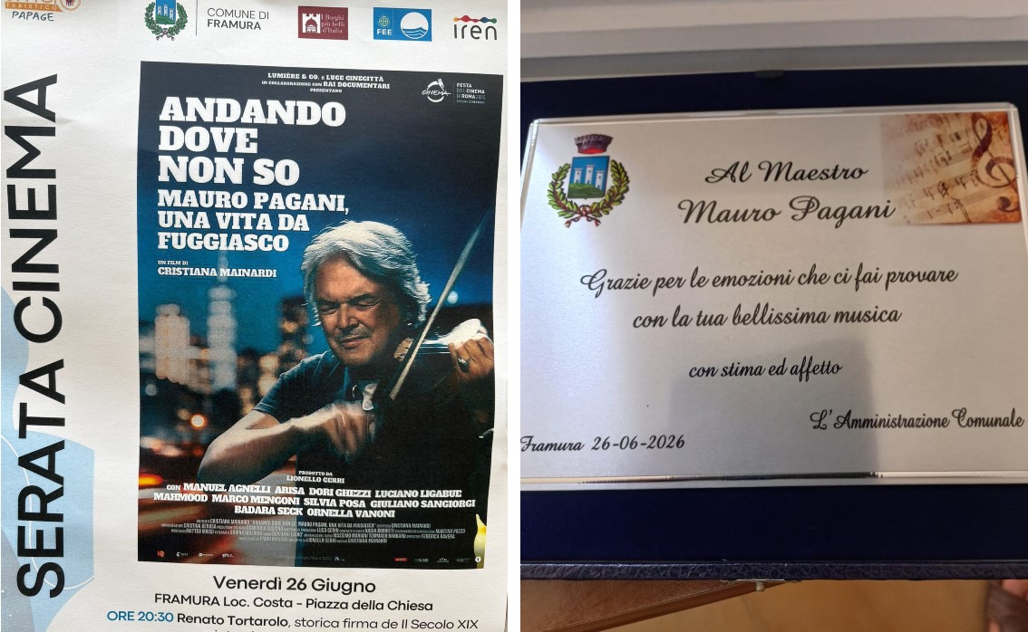 Framura rende omaggio a Mauro Pagani: incontro con il musicista e proiezione del docufilm sulla sua vita