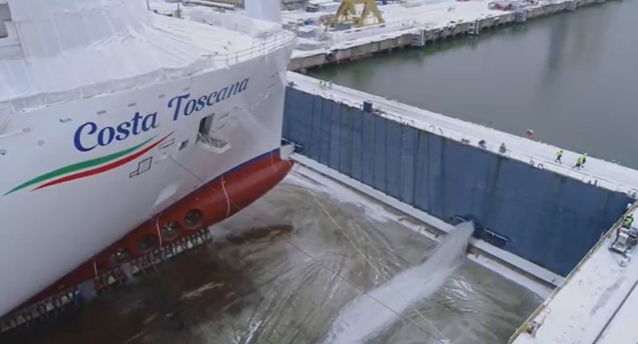 Costa Toscana, il varo tecnico nei cantieri Meyer Turku in Finlandia 