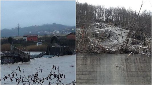 Maltempo Liguria, frane e strade chiuse. Il Magra travolge i resti del ponte di Albiano