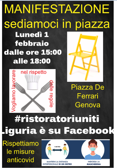 Genova, lunedì dalle 15 flashmob dei ristoratori a De Ferrari  