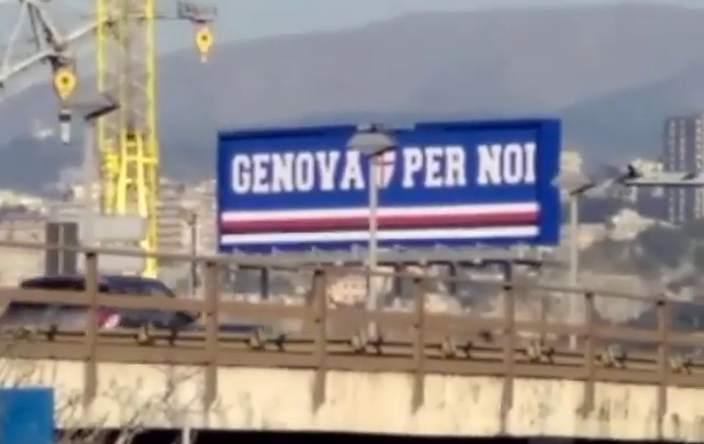 Sampdoria, “Genova per noi”: in sopraelevata il cartellone blucerchiato