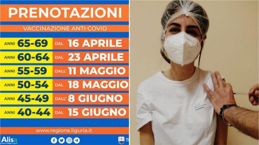 Vaccini Liguria, il nuovo calendario delle prenotazioni dai 69 ai 40 anni