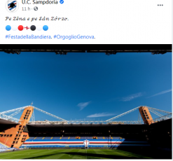 Sampdoria, post social per la festa della bandiera: "Pe Zêna e pe Sàn Zòrzo"