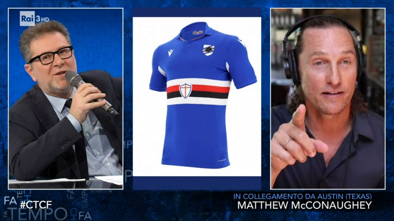 Matthew McConaughey d'accordo con Fazio: "La maglia della Sampdoria la più bella del mondo"
