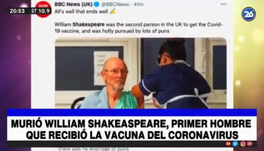 E' morto William Shakespeare, il primo vaccinato inglese: la gaffe della tv argentina