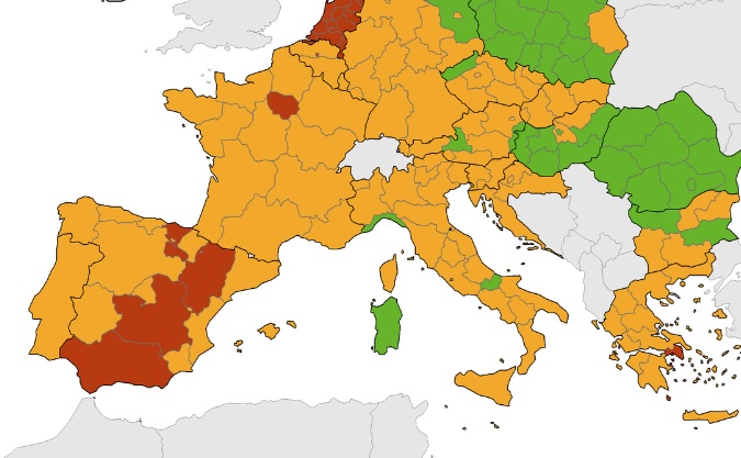 La Liguria diventa zona verde per il rischio covid sulla mappa dell'Ue