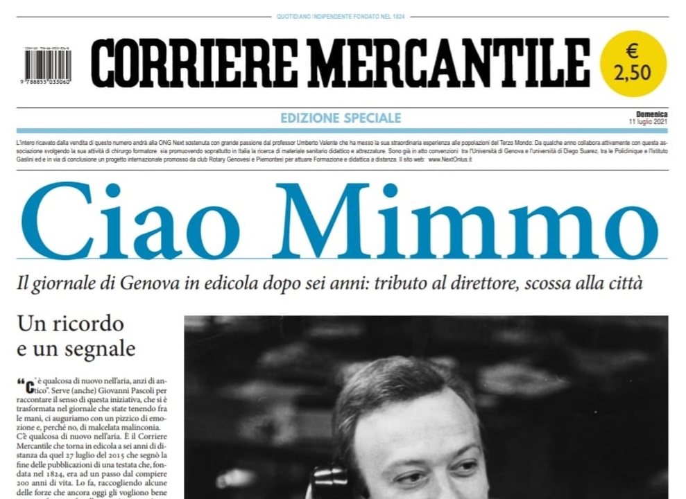 Il Corriere Mercantile torna in edicola: un numero speciale per ricordare Mimmo Angeli