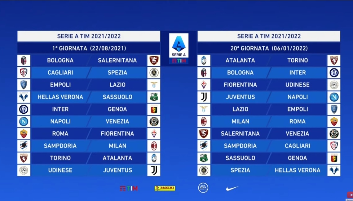 Calendario Serie A 2021/22: ecco come sarà composta la nuova stagione