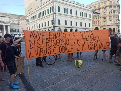 No Green pass, un'altra manifestazione in piazza De Ferrari