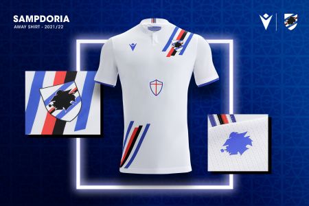 Sampdoria, ecco la seconda maglia: è bianca con la banda blucerchiata diagonale