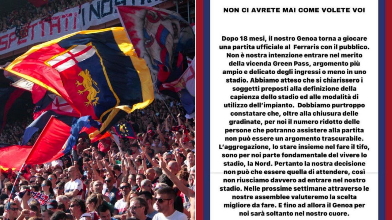 Genoa, la Gradinata Nord: "A queste condizioni non entreremo allo stadio"