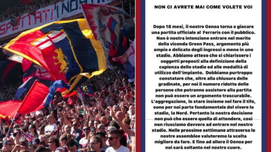 Genoa, la Gradinata Nord: "A queste condizioni non entreremo allo stadio"