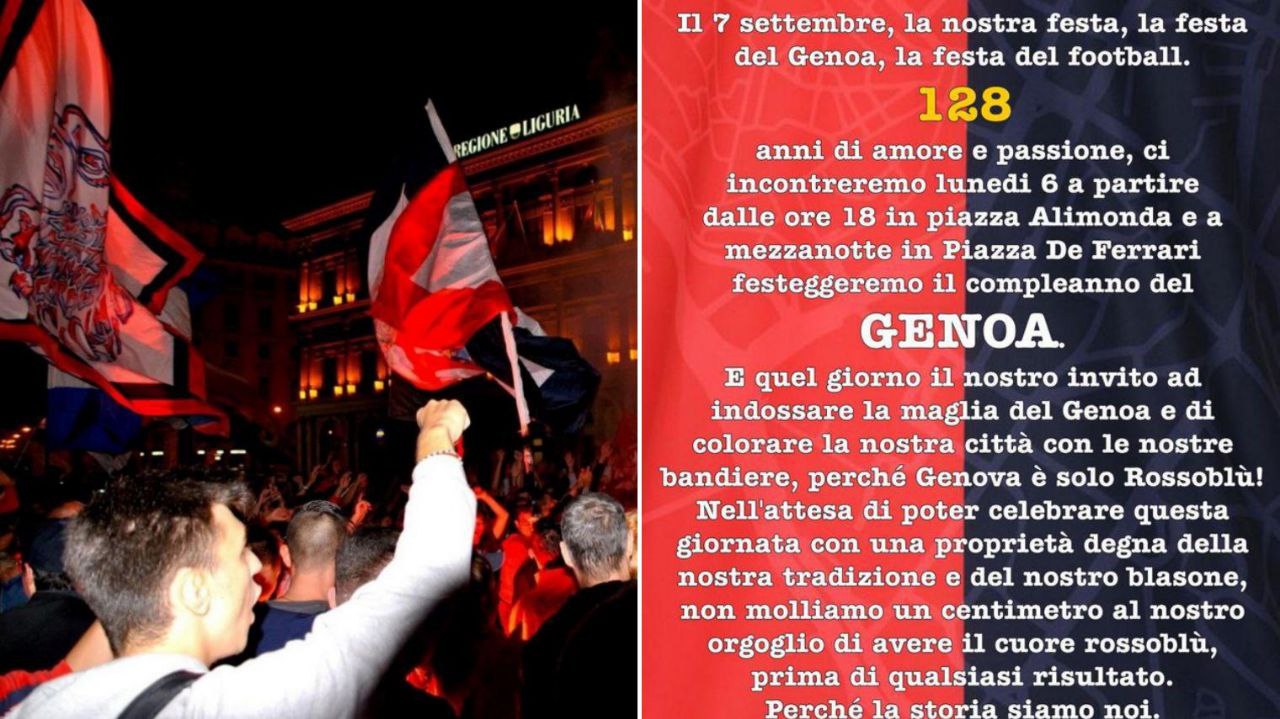 128 anni del Genoa: lunedì la festa dei tifosi dalle 18 in piazza Alimonda