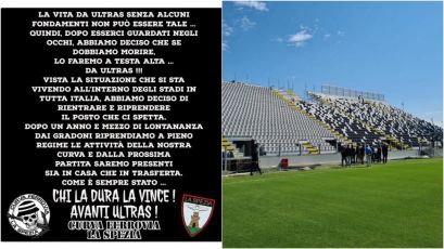 Spezia, la Curva Ferrovia rientra allo stadio: "Ci saremo in casa e fuori"