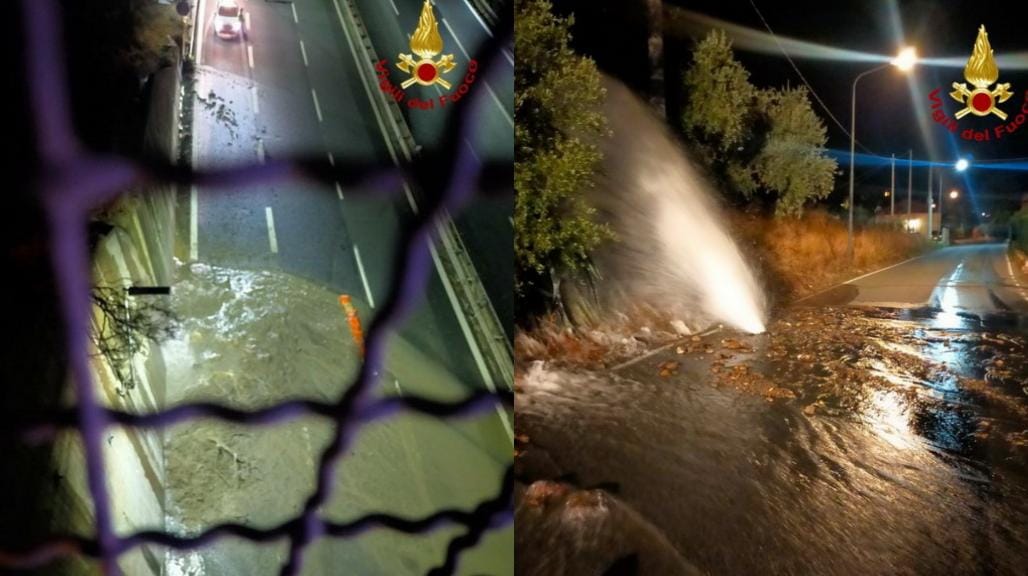 Bordighera, si rompe un tubo dell'acquedotto: allagata anche l'autostrada A10