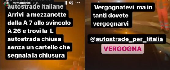 Il ct Mancini bloccato in autostrada tra l'A7 e l'A26: "Dovete vergognarvi"