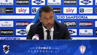 D’Aversa: “2 punti in meno dell’anno scorso, sembra che la Samp sia ultima in classifica…”