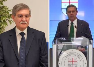 Genova, il presidente della Regione Liguria Toti accoglie il questore D'Anna