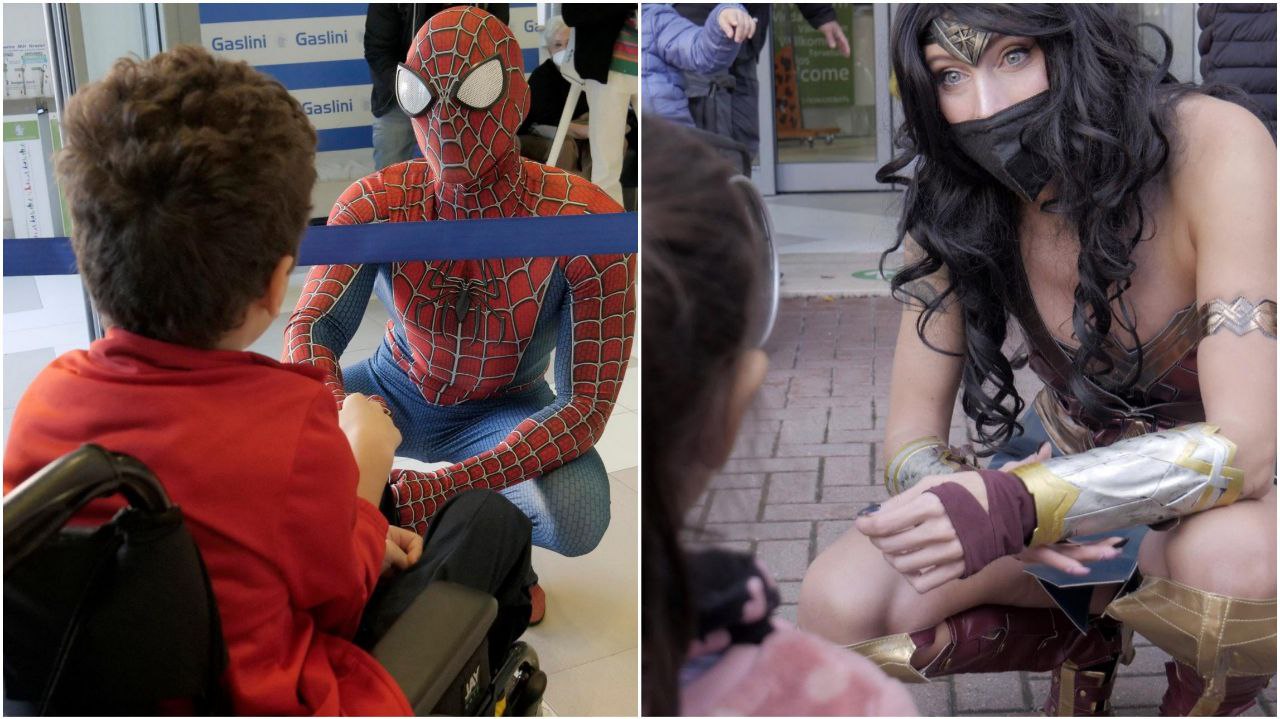 Spiderman e Wonder Woman all'ospedale Gaslini: un sorriso per i piccoli pazienti