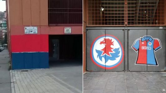 Genoa, i tifosi colorano di rossoblu i muri del Ferraris