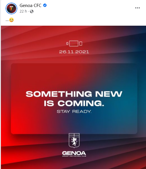 Genoa, il post social che accende la curiosità dei tifosi: "Qualcosa di nuovo sta arrivando, state pronti"