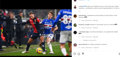 Genoa, Criscito social: "Bisogna solo chiedere scusa ai nostri tifosi per questa classifica, io in primis"