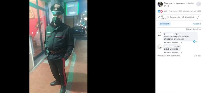 Taggia, ristoratore No Green Pass caccia i carabinieri e posta il video su Facebook 