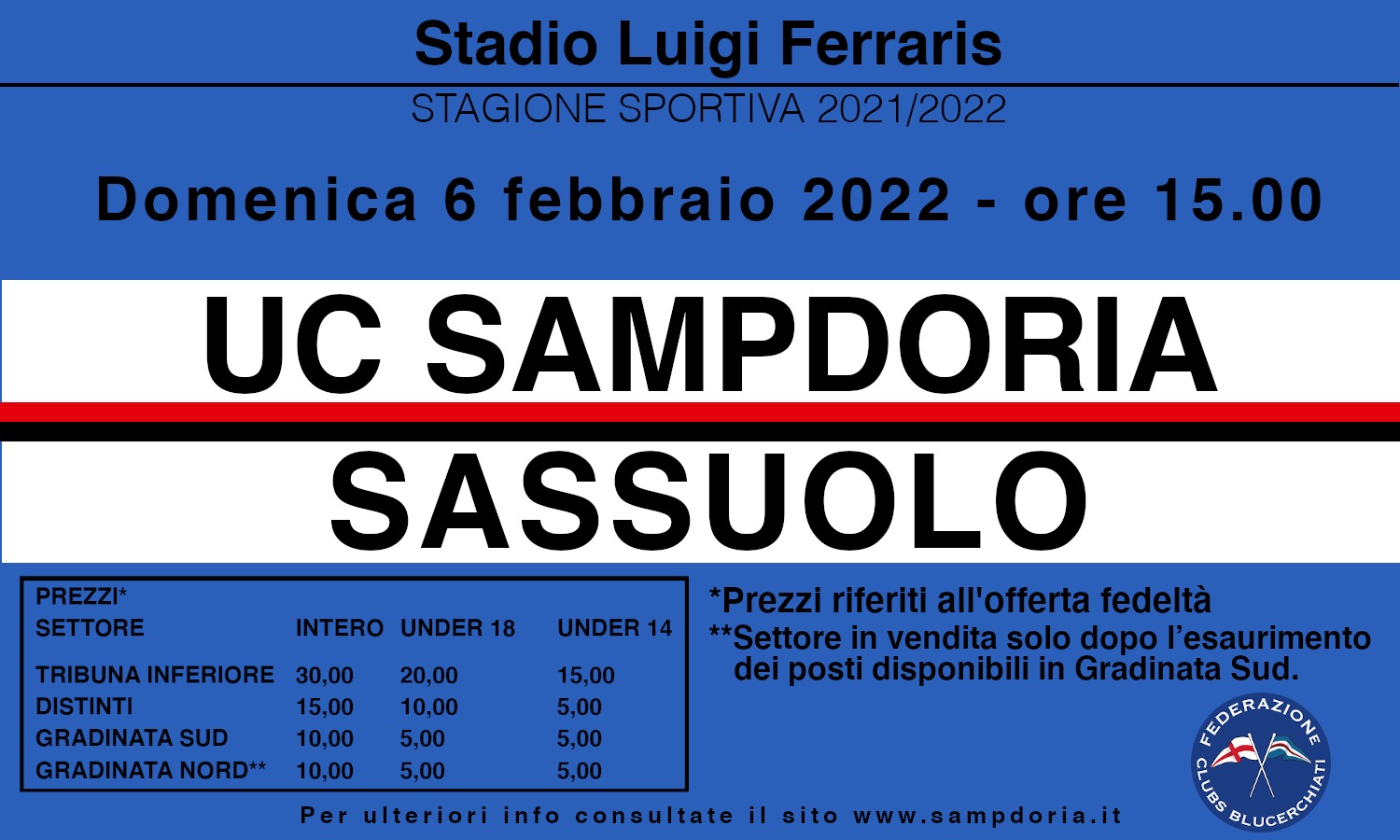 Sampdoria, manifesti old style sui muri e sui social in vista del Sassuolo 