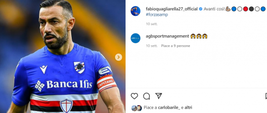 Sampdoria, Quagliarella al rientro: a Milano farà coppia con Caputo