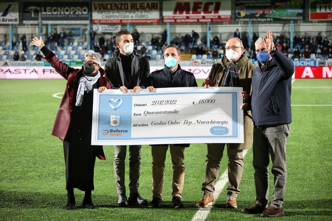 Entella, raccolta solidale: donati 48mila euro all'Ospedale Gaslini di Genova