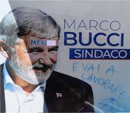 Genova, imbrattati altri manifesti della coalizione di Marco Bucci
