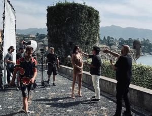 Portofino,  Elisabetta Canalis in piazzetta. Primi ciak sul nuovo spot per la Liguria