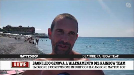 Genova, sport acquatici con il surfista Matteo Bof per i ragazzi del Rainbow Team