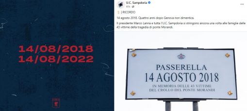 Crollo Morandi, quattro anni dopo: anche Genoa e Sampdoria ricordano le vittime