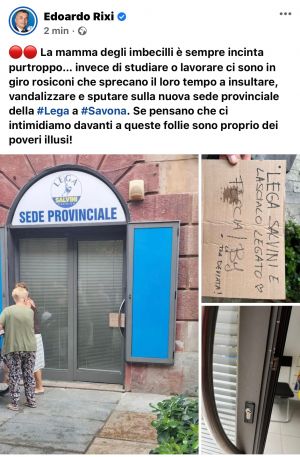 Elezioni, atti vandalici contro la sede della Lega a Savona