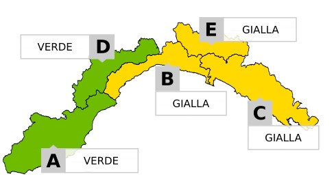 Liguria, allerta gialla su centro e Levante prolungata fino alla mezzanotte di oggi