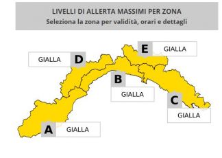 Maltempo in Liguria, allerta gialla per temporali dalle 19 di oggi alle 15 di domani 