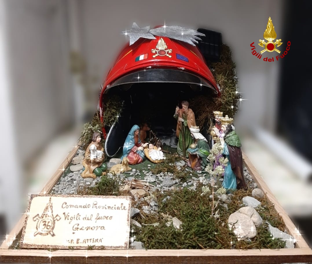 Genova, Vigili del fuoco donano presepe alla Madonna della Guardia